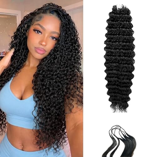 18 Inch Deep Wave Crochet Hair Extensions for Black Women