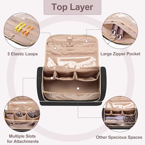 Yarwo Carrying Case Compatible with Shark Flexfusion HD641S/HD642S, Double Layers Hanging Travel Bag for FlexFusion Hair Straightener & Powerful Hair Dryer and Hair Styler Attachments, Black