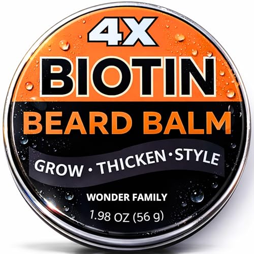 Biotin Beard Balm for Men Care ? Moustache & Beard Hair Growth, Shaper, Straightener, Filler & Softener Wax Butter Treatment, ? For Growth, Grooming, Shaping ? 2 Oz