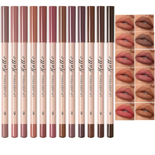 12-Piece Matte Lip Liner Set, Waterproof & Long-Lasting