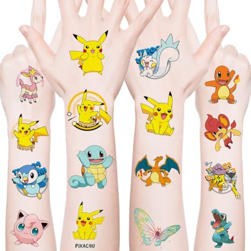 Pokemon Temporary Tattoos - 40 Sheets Fake Body Stickers