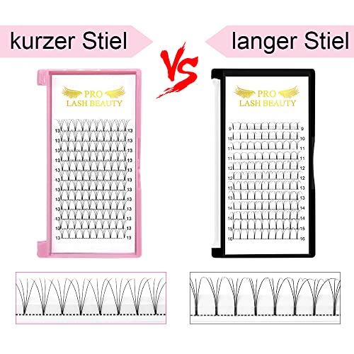 Premade Volume Eyelash Extensions 4D-D-0.10-9 Short Stem Premade Fans Eyelash Extensions 9 to 20 mm Volume Lash Extensions .07 .10 Pre made Lash Fans C D Curl (4D-D-0.10,9mm)