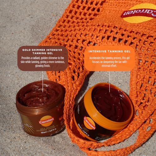 Carroten Intensive Tanning Gel | Browning Tan Accelerator | Non-Greasy, Water-Resistant with Carrot & Coconut Oil | Vitamin A & E For Moisture & Hydration | 5 Fl Oz + Spatula