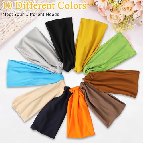 10PCS Extra Wide Vintage Boho Headbands for Women - Non-Slip Yoga & Gym Hair Accessories