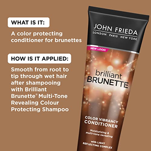 John Frieda Brilliant Brunette Color Protecting Conditioner, For Maintaining Color Treated Hair, Anti-Fade Conditioner, 2-8.45 Oz