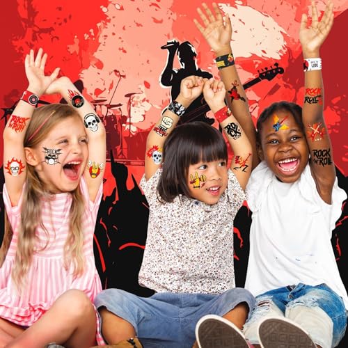 Rock and Roll Party Favors Set - 36 Tattoos & 24 Slap Bracelets