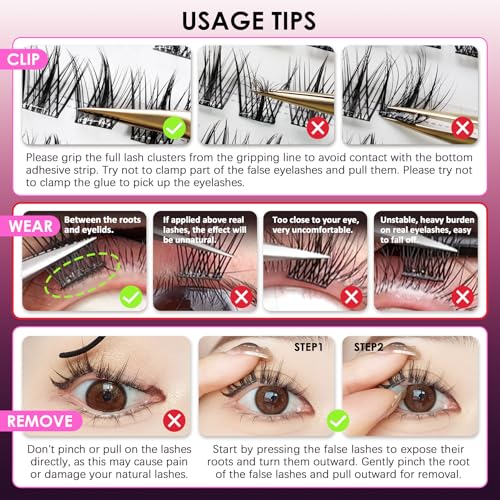 Lash Clusters, 100 Pieces DIY Eyelash Extensions, Individual Cluster Lashes, Super Thin Band, No Glue Needed Resuable Soft Natural Self Adhesive Lashes at Home(ABA-C Curl-MIX10-16mm-Black)
