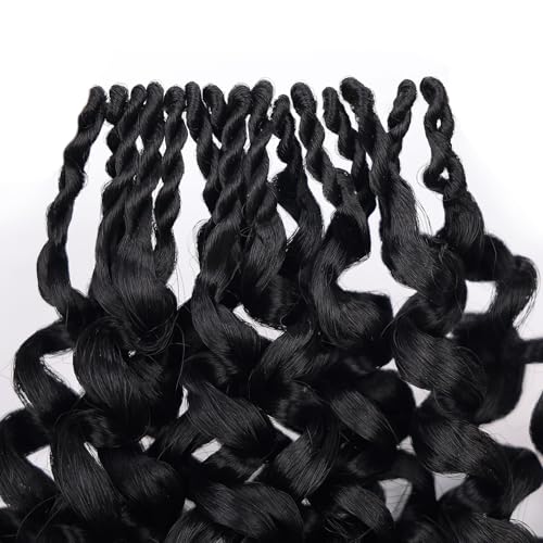 MAYSA 18-Inch Pre-Looped Curly Crochet Hair Extensions - 120 Strands Water Wave - Natural Black