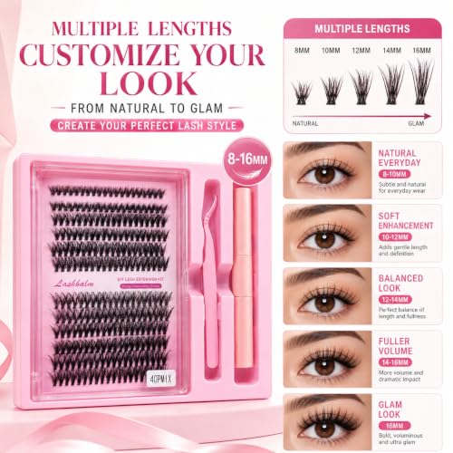 Natural Lash Clusters Kit 120Pcs | Clear Band CC-Curly 8-16MM