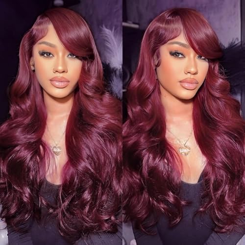 99J Burgundy Body Wave Lace Front Wig - 22 Inch Human Hair