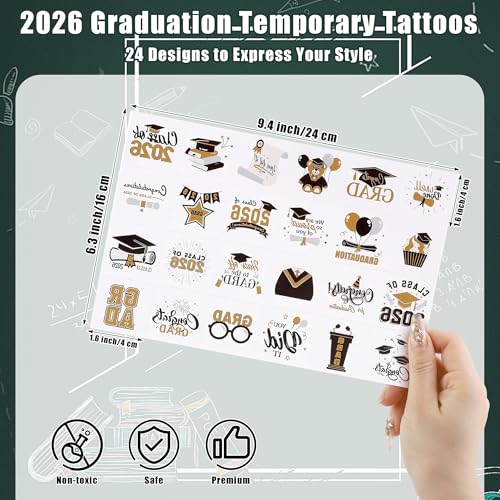 Graduation Temporary Tattoos 144 Pack - Party Supplies