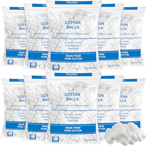 Soft Pure Cotton Balls Bulk (2000 Count) - Skincare & First Aid