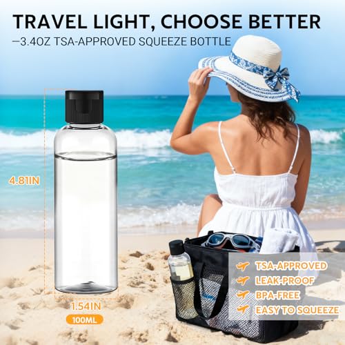 Clear Travel Bottles Set - 5 Pack TSA Approved Leak-Proof Refillable Containers