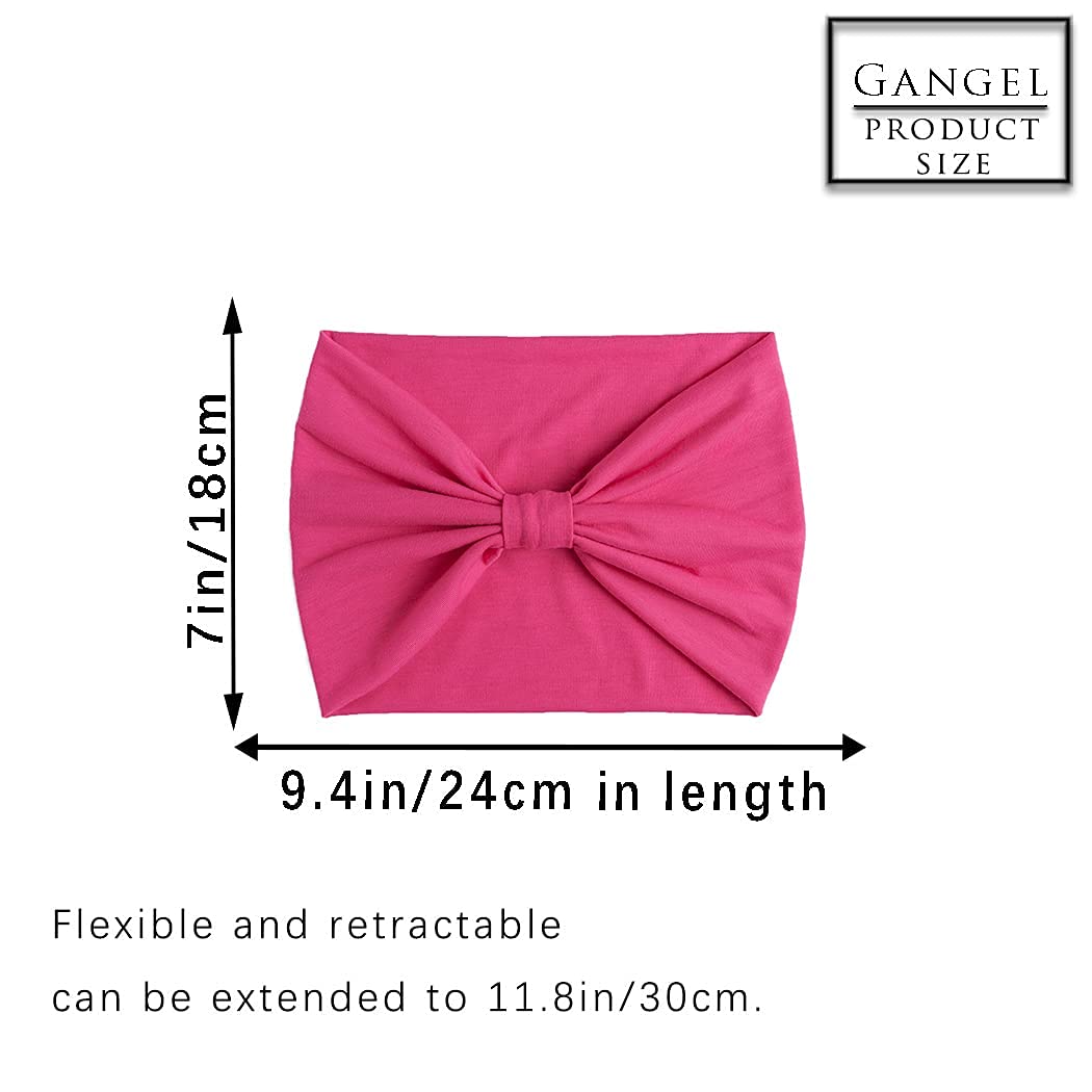 Gangel Solid Color Headbands Wide Turban Head Wraps Knotted Hair Scarfs Running Yoga Fabric Hair Accessories for Women (Pack of 4) (A)