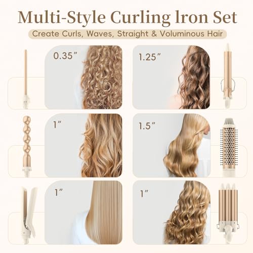 AIKO PRO 6-in-1 Curling Iron Set with Interchangeable Barrels