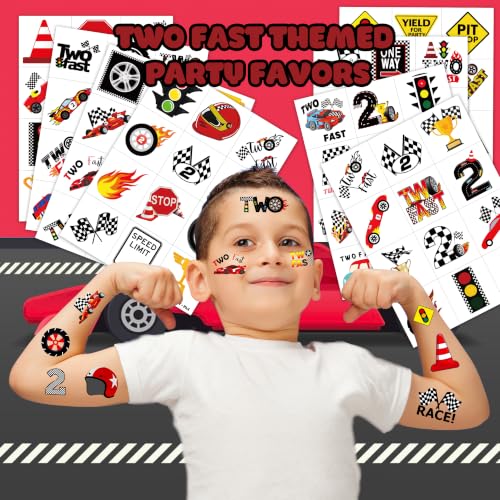 96 PCS Race Car Temporary Tattoos for Kids 2nd Birthday Party