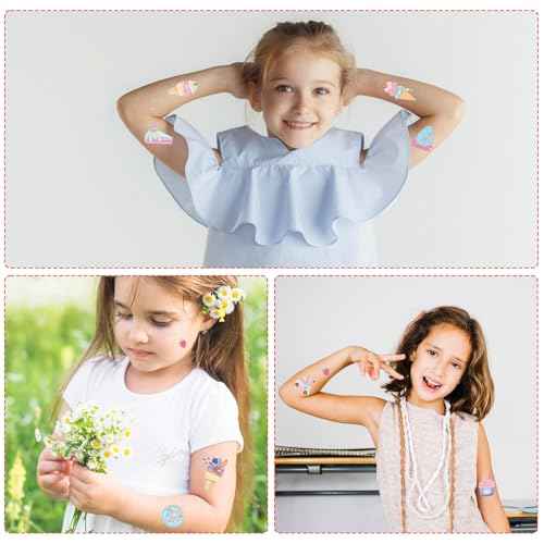 Sweet Doughnut Tattoos Temporary - 200+ Sassy and Six Birthday Decorations Sweet Ice Cream Fake Tattoo Stickers Happy 6th Birthday Donut Themed Party Decoration Favors Supplies Prizes Gifts