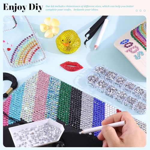 6100 Pcs Clear Flatback Resin Rhinestones Kit with B7000 Jewelry Glue