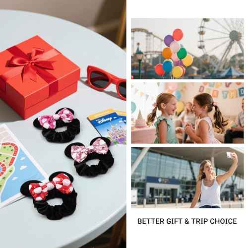 3 Pack Velvet Mouse Ears Scrunchies with Bow for Women Girls Elastic Hair Ties for Pony Tail Party Costume - Cute Hair Accessories