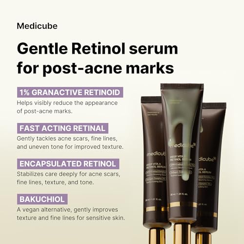 Medicube Deep Reviving Bakuchiol Retinol Facial Serum - Anti-Aging 4th Gen Retinol & Bakuchiol - Targets Fine Lines, Uneven Skin Tone, Blemish Scars - Korean Skin Care, Low Irritant, 1.69 oz