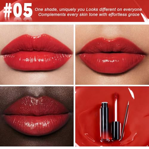 Fire Red Liquid Lipstick - Waterproof Long Lasting Lip Gloss