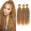 Honey Blonde Kinky Curly Hair Bundles - 3 Pack, 22 Inch Virgin Hair