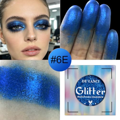 Blue Glitter Eyeshadow Palette - Highly Pigmented, Waterproof