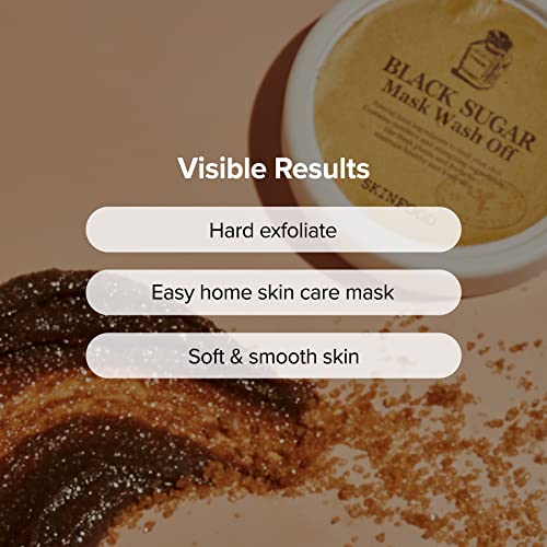 SKIN FOOD Black Sugar Mask Wash Off 4.05 fl. oz.(120g) - Black Sugar Scrub - Sugar Face Scrub to Hydrate and Nourish the Skin - Exfoliating Sugar Scrub - Facial Mask Wash Off Sugar Scrub