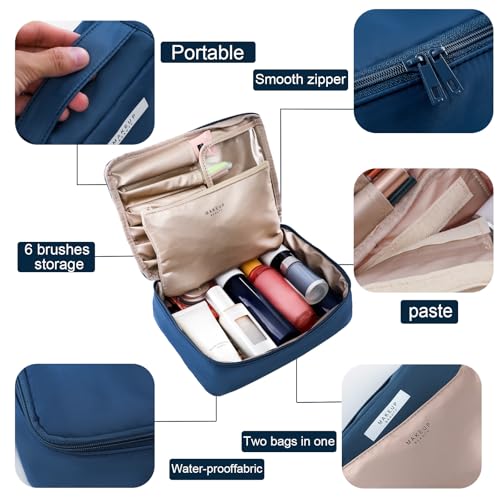 Queboom Waterproof Travel Makeup Bag with Large Capacity