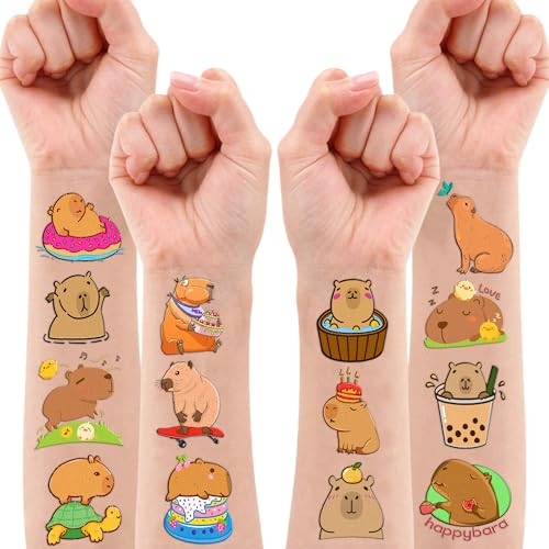 96PCS Capybara Temporary Tattoos – Party Favors & Stickers