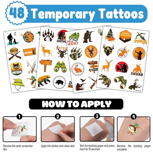 72-Piece Hunting Party Favors Set - Tattoos & Punch Balloons