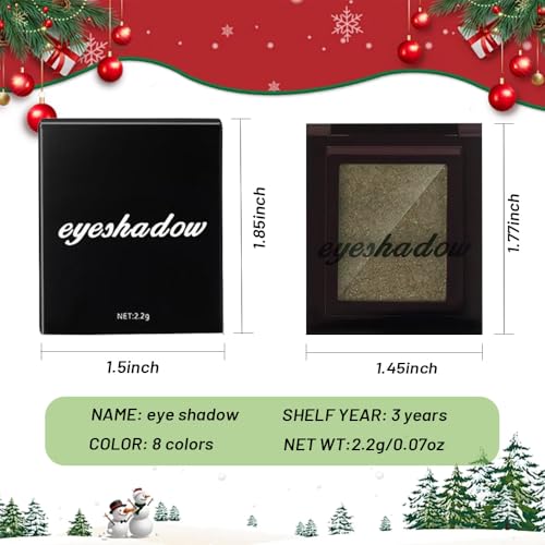 Pressed Single Eyeshadow Makeup,Matcha Green Sparkle Highly Pigmented Monochrome Eye Shadow Palette, Waterproof Neutral Powder, sombras para ojos, Lightweight Blendable,#02