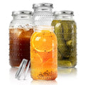 Wide Mouth Mason Jars 64 oz, 4 Pack - Half Gallon Glass Canning Jars