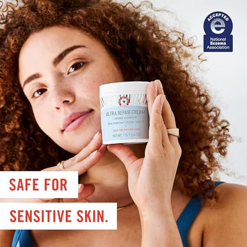 First Aid Beauty Ultra Repair Cream Intense Hydration Moisturizer for Face and Body – Strengthens Skin Barrier + Instantly Relieves Dry, Distressed Skin + Eczema – 6 oz + Bonus 1 oz Travel Size