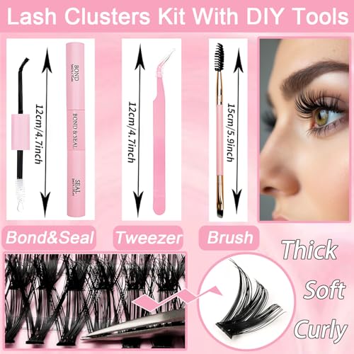 Lash Clusters Kit 640 Pcs Eyelashes Extensions 9-16mm D Curl
