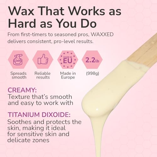 WAXXED Cream Hard Wax Beads 2.2LB ? Professional Cream Hard Wax for Hair Removal ? Titanium Dioxide Infused Wax Beads for Sensitive Skin ? Smooth Application & Clean Removal ? Salon & Home Use