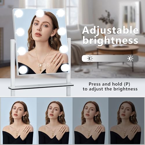 Kotdning Lighted Vanity Mirror with 10x Magnification & 9 Dimmable Bulbs