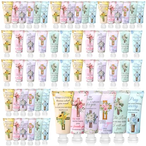 72 Pcs Christian Gifts Bulk for Women Mother's Day Cross Hand Cream Travel Size Easter Bible Verse Gifts Jesus Religious Scripture Faith Party Favor for Sunday Prayer Church Women Mom Teacher
