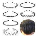 Metal Hair Bands for Men & Women, Adjustable Wave (6-Pack)