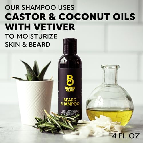 The Beard Club Original Premium Beard Shampoo - Natural & Nourishing Formula for Soft, Clean & Healthy Facial Hair - Gentle on Skin - Sulfate & Paraben Free - 4 fl oz