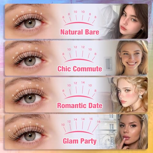 Natural Lash Clusters Kit - 120Pcs Soft C Curl 8-16MM
