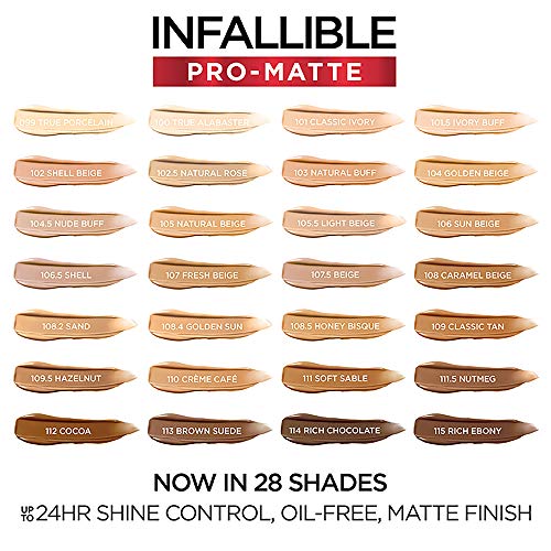 L'Oreal Paris Cosmetics Makeup Infallible Pro-Matte Liquid Longwear Foundation, Sand, 1 fl oz (Pack of 2)