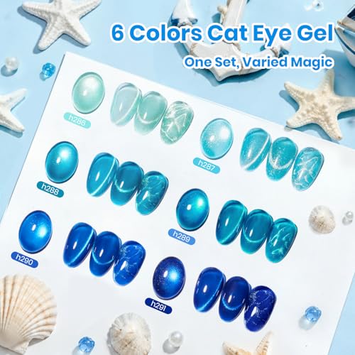 Beetles Liberty Blue Cat Eye Gel Polish Set - 6 Colors