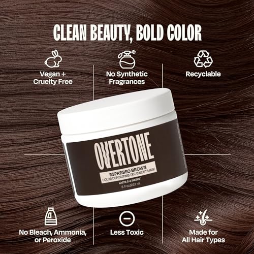 oVertone Espresso Brown Color Depositing Hair Mask, 8 oz