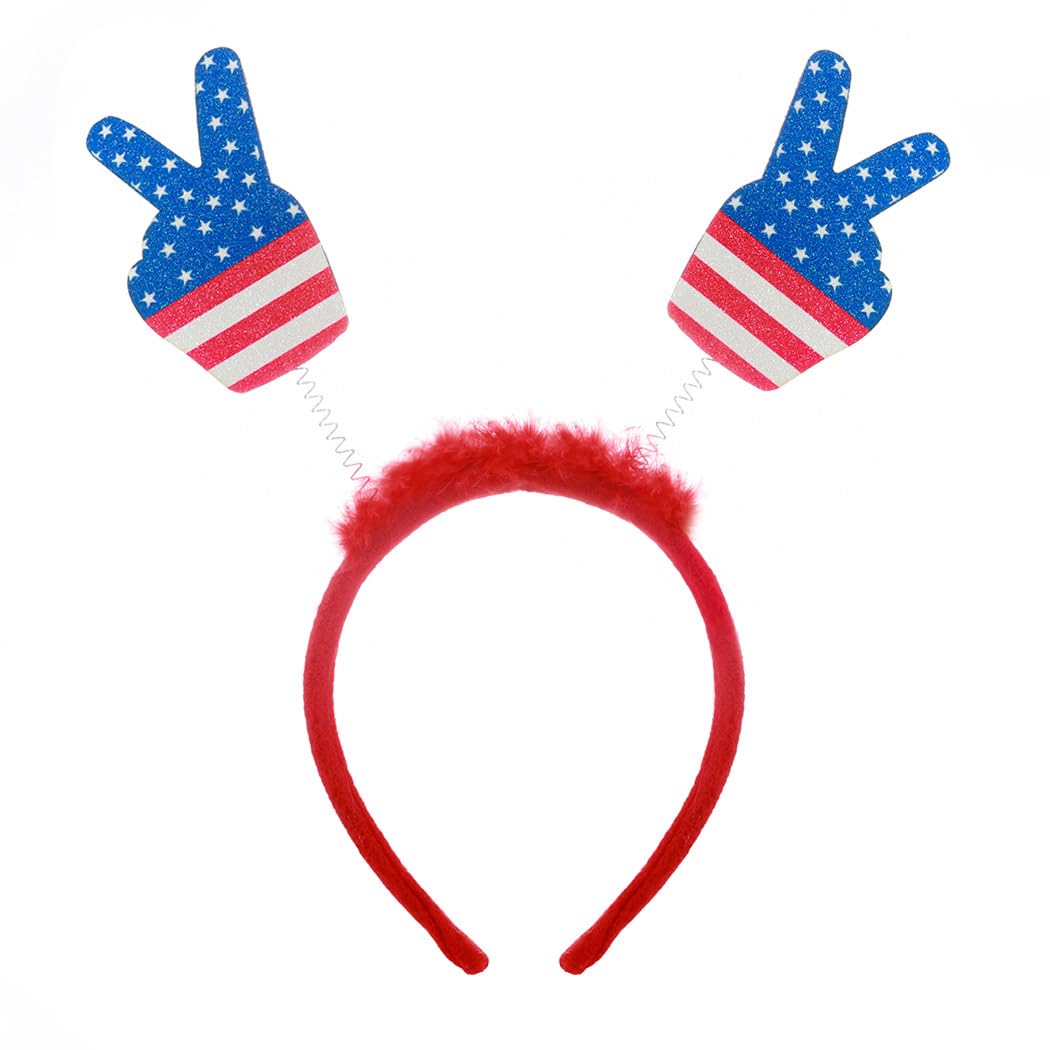 Aceorna 4th of July Headbands Stars Patriotic Head Boppers Independence Day Head Band for Women and Girls (Style E)