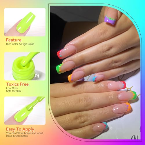 Born Pretty Neon Gel Nail Polish Set - 6 Colors Long Lasting High Shine