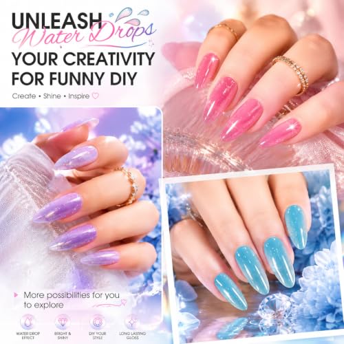 3D Water Droplet Effect Top Coat Gel - 2x15ml Non-Wipe UV/LED