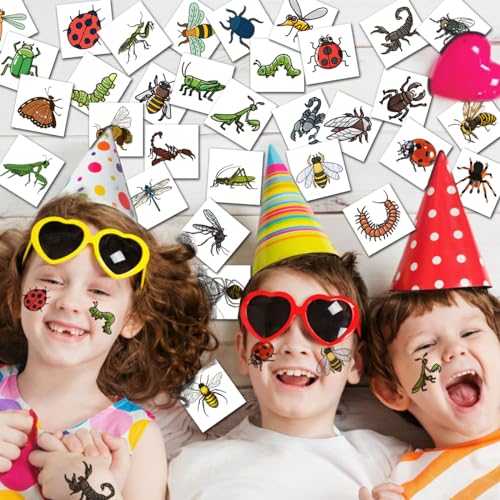 148 Bug Temporary Tattoos for Kids - Individually Wrapped