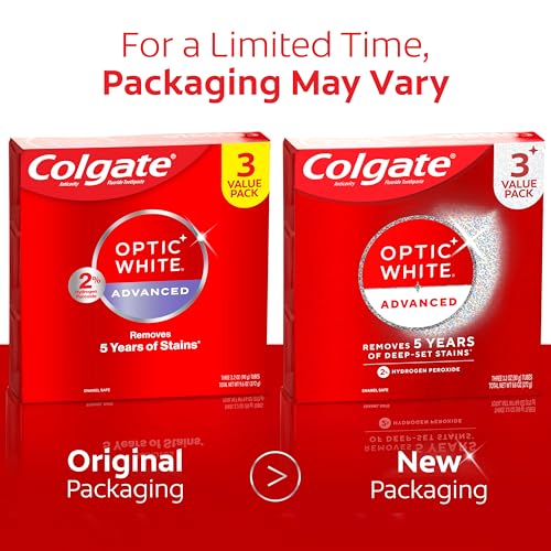 Colgate Optic White Advanced Hydrogen Peroxide Toothpaste - 3 Pack, 3.2 oz