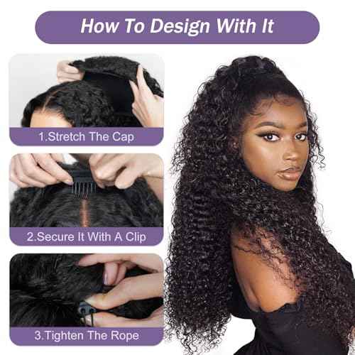 OQ Hair Water Wave Half Wig Human Hair Adjustable Drawstring 180% Density 3 In 1 Beginner Friendly Glueless Wear and Go Half Human Hair Wig for Women 16 Inch